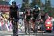 CHAMROUSSE, FRANCE - JULY 18: Richie Porte (C) of Australia and Team Sky arrives at the finish line with teammates Geraint Thomas (L) of Great Britain and Team Sky and Mikel Nieve Ituralde (R) of Spain and Team Sky during the thirteenth stage of the 2014