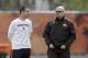 Browns head coach Mike Pettine (R) has said the Browns will run by committee, while offensive coordinator Kyle Shanahan (L) has experience coaching such schemes.