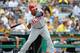 PITTSBURGH, PA - JULY 6: Marlon Byrd #3 of the Philadelphia Phillies bats against the Pittsburgh Pirates on July 6, 2014 at PNC Park in Pittsburgh, Pennsylvania. (Photo by Joe Sargent/Getty Images)