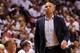 MIAMI, FL - MAY 14: Jason Kidd of the Brooklyn Nets look on during Game Five of the Eastern Conference Semifinals of the 2014 NBA Playoffs against the Miami Heat at American Airlines Arena on May 14, 2014 in Miami, Florida. NOTE TO USER: User expressly a
