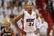 Jun 10, 2014; Miami, FL, USA; Miami Heat guard Ray Allen (34) reacts during the fourth quarter of game three of the 2014 NBA Finals against the San Antonio Spurs at American Airlines Arena. Mandatory Credit: Steve Mitchell-USA TODAY Sports