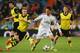 MADRID, SPAIN - APRIL 02: Isco of Real Madrid is closed down by Marco Reus (L) of Borussia Dortmund during the UEFA Champions League Quarter Final first leg match between Real Madrid and Borussia Dortmund at Estadio Santiago Bernabeu on April 2, 2014 in