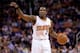 Apr 14, 2014; Phoenix, AZ, USA; Phoenix Suns guard Eric Bledsoe (2) dribbles against the Memphis Grizzlies during the first half at US Airways Center. Mandatory Credit: Joe Camporeale-USA TODAY Sports