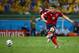 FORTALEZA, BRAZIL - JULY 04: James Rodriguez of Colombia shoots and scores his team's first goal on a penalty kick during the 2014 FIFA World Cup Brazil Quarter Final match between Brazil and Colombia at Castelao on July 4, 2014 in Fortaleza, Brazil. (P