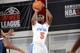 LAS VEGAS, NV - JULY 17: Tim Hardaway Jr. #5 of the New York Knicks takes a shot against the D-League on July 17, 2014 at the Thomas and Mack Center in Las Vegas, Nevada. NOTE TO USER: User expressly acknowledges and agrees that, by downloading and or usi