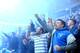 HULL, ENGLAND - MAY 11: Everton fans celebrate at the final whistle during the Barclays Premier League match between Hull City and Everton at KC Stadium on May 11, 2014 in Hull, England. (Photo by Jan Kruger/Getty Images)