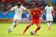 BELO HORIZONTE, BRAZIL - JUNE 17: Eden Hazard of Belgium and Carl Medjani of Algeria battle for the ball during the 2014 FIFA World Cup Brazil Group H match between Belgium and Algeria at Estadio Mineirao on June 17, 2014 in Belo Horizonte, Brazil. (Pho
