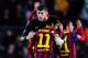 BARCELONA, SPAIN - DECEMBER 11: Fraser Forster of Celtic FC hugs Neymar of FC Barcelona at the end of the Champions League Group H match between FC Barcelona and Celtic FC at Camp Nou on December 11, 2013 in Barcelona, Spain. (Photo by David Ramos/Getty