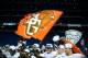 Dec 6, 2013; Detroit, MI, USA; Bowling Green Falcons flag waves after defeating Northern Illinois Huskies 47-27 to win the MAC Championship at Ford Field. Mandatory Credit: Andrew Weber-USA TODAY Sports