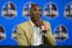 Feb 16, 2014; New Orleans, LA, USA; Los Angeles Lakers guard Kobe Bryant speaks during a press conference before the 2014 NBA All-Star Game at the Smoothie King Center. Mandatory Credit: Bob Donnan-USA TODAY Sports