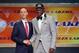 Jun 26, 2014; Brooklyn, NY, USA; Julius Randle (Kentucky) shakes hands with NBA commissioner Adam Silver after being selected as the number seven overall pick to the Los Angeles Lakers in the 2014 NBA Draft at the Barclays Center. Mandatory Credit: Brad P