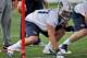 NASHVILLE, TN - MAY 16: First round pick Taylor Lewan #77 works out during the Tennessee Titans rookie minicamp on May 16, 2014 in Nashville, Tennessee. (Photo by Frederick Breedon/Getty Images)