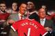 MANCHESTER, ENGLAND - JULY 17: Louis van Gaal appears at a press conference with Sir Bobby Charlton as he is unveiled as the new Manchester United manager at Old Trafford on July 17, 2014 in Manchester, England. (Photo by Clive Mason/Getty Images)