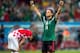 RECIFE, BRAZIL - JUNE 23: Javier Hernandez of Mexico celebrates scoring his team's third goal during the 2014 FIFA World Cup Brazil Group A match between Croatia and Mexico at Arena Pernambuco on June 23, 2014 in Recife, Brazil. (Photo by Miguel Tovar/G