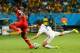 SALVADOR, BRAZIL - JULY 01: Romelu Lukaku of Belgium and Matt Besler of the United States compete for the ball during the 2014 FIFA World Cup Brazil Round of 16 match between Belgium and the United States at Arena Fonte Nova on July 1, 2014 in Salvador, B