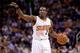 Apr 14, 2014; Phoenix, AZ, USA; Phoenix Suns guard Eric Bledsoe (2) dribbles against the Memphis Grizzlies during the first half at US Airways Center. Mandatory Credit: Joe Camporeale-USA TODAY Sports