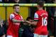 NORWICH, ENGLAND - MAY 11: Jack Wilshere of Arsenal replaces Aaron Ramsey of Arsenal during the Barclays Premier League match between Norwich City and Arsenal at Carrow Road on May 11, 2014 in Norwich, England. (Photo by Steve Bardens/Getty Images)