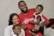 AKRON, OH - AUGUST 07: LeBron James with his family Savannah Brinson, Lebron Jr., and Bryce Maximus during his 'King for Kids Bike-a-thon' on August 7, 2010, in Akron, Ohio. NOTE TO USER: User expressly acknowledges and agrees that, by downloading and/or