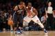 Mar 20, 2013; New York, NY, USA; New York Knicks point guard Raymond Felton (2) guards Orlando Magic point guard Jameer Nelson (14) during the third quarter at Madison Square Garden. Knicks won 106-94. Mandatory Credit: Anthony Gruppuso-USA TODAY Sport