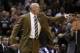May 4, 2014; San Antonio, TX, USA; Dallas Mavericks head coach Rick Carlisle reacts to his technical foul call against the San Antonio Spurs in game seven of the first round of the 2014 NBA Playoffs at AT&T Center. Mandatory Credit: Soobum Im-USA TODAY Sp
