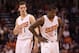 PHOENIX, AZ - DECEMBER 18: Goran Dragic #1 and Eric Bledsoe #2 of the Phoenix Suns await a free throw shot during the NBA game against the San Antonio Spurs at US Airways Center on December 18, 2013 in Phoenix, Arizona. The Spurs defeated the 108-101. N