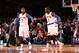 NEW YORK, NY - DECEMBER 21: Teammates Carmelo Anthony #7 of the New York Knicks and Tim Hardaway Jr. #5 of the New York Knicks high five during a game against the Memphis Grizzlies at Madison Square Garden in New York City on December 21, 2013. NOTE TO U