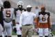 Apr 19, 2014; Austin, TX, USA; Texas Longhorns head coach Charlie Strong reacts during the Spring Game at Texas Memorial Stadium. Mandatory Credit: Brendan Maloney-USA TODAY Sports