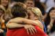 Kim Clijsters gets a kiss from her husband after winning the 2010 U.S. Open.
