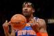TORONTO, CANADA - April 11 :Amar'e Stoudemire #1 of the New York Knicks attempts a free throw against the Toronto Raptors on April 11, 2014 at the Air Canada Centre in Toronto, Ontario, Canada. NOTE TO USER: User expressly acknowledges and agrees that, b