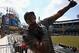CHICAGO, IL - APRIL 01: A staue of former player Frank Thomas of the Chicago White Sox is seen in left field before the Opening Day game between the White Sox and the Kansas City Royals during the Opening Day game at U.S. Cellular Field on April 1, 2013 i