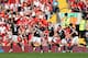 Lovren celebrates scoring at Anfield.