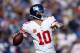 SAN DIEGO, CA - DECEMBER 08: Quarterback Eli Manning #10 of the New York Giants drops back to pass against the San Diego Chargers at Qualcomm Stadium on December 8, 2013 in San Diego, California. (Photo by Jeff Gross/Getty Images)