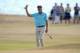 BRIDGEND, WALES - JULY 26: Bernhard Langer of Germany waves to the crowd in the gallery as he makes his way up the fairway on the 18th hole during the third round of the Senior Open Championship at Royal Porthcawl Golf Club on July 26, 2014 in Bridgend,