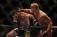 July 26, 2014; San Jose, CA, USA; Robbie Lawler (red gloves) punches Matt Brown (blue gloves) during the welterweight bout of the FOX UFC Saturday at SAP Center. Mandatory Credit: Kyle Terada-USA TODAY Sports
