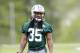 FLORHAM PARK, NJ - MAY 16: Safety Calvin Pryor #35 of the New York Jets looks on during the first day of rookie minicamp on May 16, 2014 in Florham Park, New Jersey. (Photo by Rich Schultz /Getty Images)
