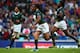 GLASGOW, SCOTLAND - JULY 27: Cecil Afrika of South Africa runs clear to score a try in the semi final match between South Africa and Samoa during the Rugby Sevens at Ibrox Stadium during day four of the Glasgow 2014 Commonwealth Games on July 27, 2014 in