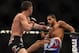 July 26, 2014; San Jose, CA, USA; Steven Siler (red gloves) fights Noad Lahat (blue gloves) during the featherweight bout of the FOX UFC Saturday at SAP Center. Mandatory Credit: Kyle Terada-USA TODAY Sports