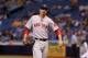 May 24, 2014; St. Petersburg, FL, USA; Boston Red Sox relief pitcher Andrew Miller (30) against the Tampa Bay Rays at Tropicana Field. Tampa Bay Rays defeated the Boston Red Sox 6-5 in fiftheen innings. Mandatory Credit: Kim Klement-USA TODAY Sports