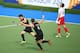 GLASGOW, SCOTLAND - JULY 29: Simon Child of New Zealand celebrates after scoring a goal during the men's preliminaries match between New Zealand and England at the Glasgow National Hockey Centre during day six of the Glasgow 2014 Commonwealth Games on Ju