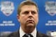 Dec 31, 2013; Ann Arbor, MI, USA; Toronto Maple Leafs general manager Dave Nonis at a press conference during practice the day before the Winter Classic hockey game against the Detroit Red Wings at Michigan Stadium. Phaneuf signed a 7-year contract extens