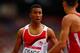 GLASGOW, SCOTLAND - JULY 29: Andrew Osagie of England has words with Joe Thomas of Wales after clashing at the finish line in the Men's 800 metres heats at Hampden Park during day six of the Glasgow 2014 Commonwealth Games on July 29, 2014 in Glasgow, Un