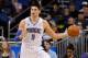 Dec 27, 2013; Orlando, FL, USA; Orlando Magic center Nikola Vucevic (9) against the Detroit Pistons during the first quarter at Amway Center. Mandatory Credit: Kim Klement-USA TODAY Sports