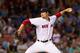 BOSTON, MA - JUNE 16: Andrew Miller #30 of the Boston Red Sox pitches against the Minnesota Twins during the eighth inning at Fenway Park on June 16, 2014 in Boston, Massachusetts. The Red Sox won 1-0. (Photo by Rich Gagnon/Getty Images)