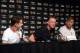 Jul 22, 2014; Pasadena, CA, USA; Manchester United midfielder Ander Herrera, head coach Louis Van Gaal and defender Luke Shaw talk to the media during a press conference a day before the game against the Los Angeles Galaxy at the Rose Bowl. Mandatory Cred
