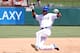 ARLINGTON, TX - JUNE 8: Alex Rios #51 of the Texas Rangers slides to third after hitting a one run triple in the sixth inning against the Cleveland Indians at Globe Life Park in Arlington on June 8, 2014 in Arlington, Texas. (Photo by Rick Yeatts/Getty I