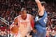 HOUSTON, TX - NOVEMBER 23: Dwight Howard #12 of the Houston Rockets drives the ball against Kevin Love #42 of the Minnesota Timberwolves on November 23, 2013 at the Toyota Center in Houston, Texas. NOTE TO USER: User expressly acknowledges and agrees tha