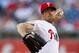 PHILADELPHIA, PA - JUNE 26: Cole Hamels #35 of the Philadelphia Phillies delivers a pitch against the Miami Marlins during the first inning in a game at Citizens Bank Park on June 26, 2014 in Philadelphia, Pennsylvania. (Photo by Rich Schultz/Getty Images