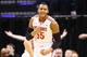 INDIANAPOLIS, IN - MARCH 13: Trey McDonald #55 of the Ohio State Buckeyes celebrates in the game against the Purdue Boilermakes during the first round of the Big Ten Basketball Tournament at Bankers Life Fieldhouse on March 13, 2014 in Indianapolis, Indi