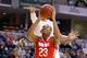 INDIANAPOLIS, IN - MARCH 14: Amir Williams #23 of the Ohio State Buckeyes shoots the ball in the game against the Nebraska Cornhuskers during the Quarterfinals of the Big Ten Basketball Tournament at Bankers Life Fieldhouse on March 14, 2014 in Indianap