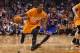 PHOENIX, AZ - MARCH 28: Eric Bledsoe #2 of the Phoenix Suns handles the ball during the NBA game against the New York Knicks at US Airways Center on March 28, 2014 in Phoenix, Arizona. The Suns defeated the Knicks 112-88. NOTE TO USER: User expressly ack